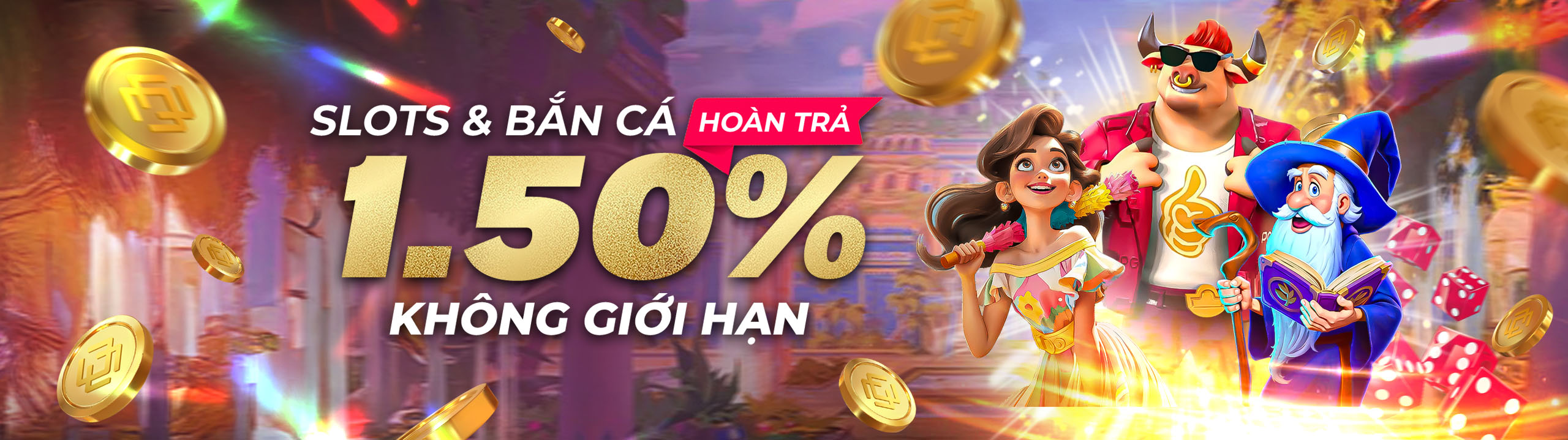 Hoàn trả Slots và Bắn cá 1.50% hàng ngày không giới hạn