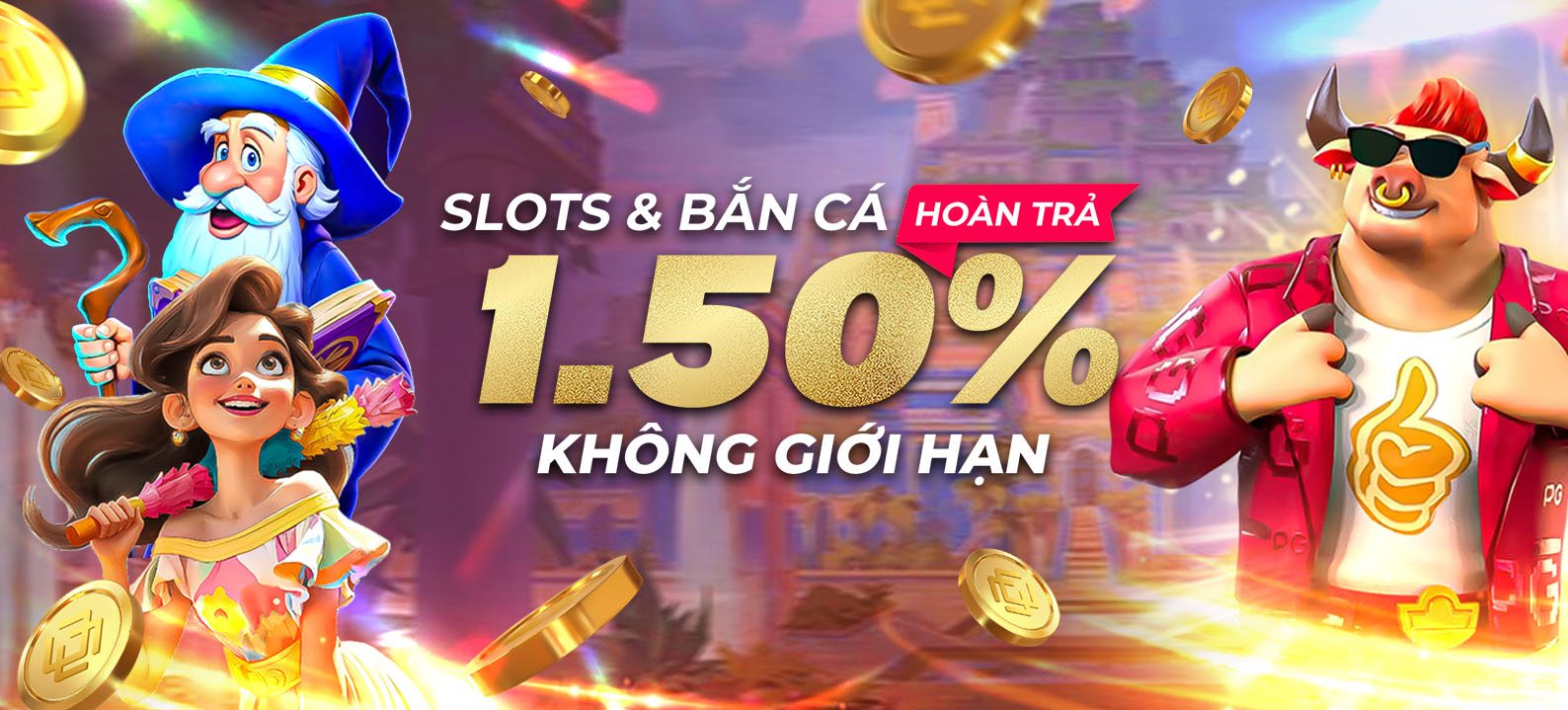 Hoàn trả Slots và Bắn cá 1.50% hàng ngày không giới hạn